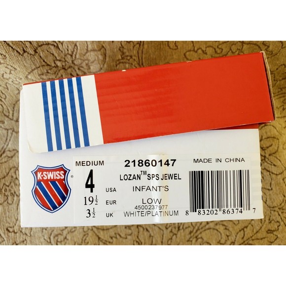 NIB K-Swiss Infant Baby Lozan SPS Jewel Accents White Shoes Size 4 - Picture 11 of 11